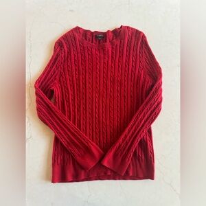 Women’s XL-P Talbots Cable Knit Crewneck Sweater in RED